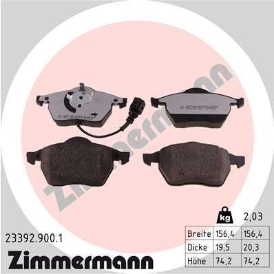 Комплект гальмівних накладок, дискове гальмо ZIMMERMANN 23392.900.1