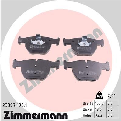 Комплект гальмівних накладок, дискове гальмо ZIMMERMANN 23397.190.1