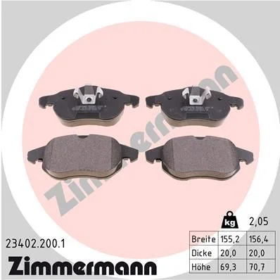 Stabdžių trinkelių rinkinys, diskinis stabdys ZIMMERMANN 23402.200.1