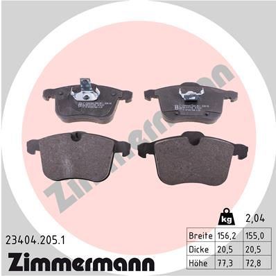 Brake Pad Set, disc brake ZIMMERMANN 23404.205.1