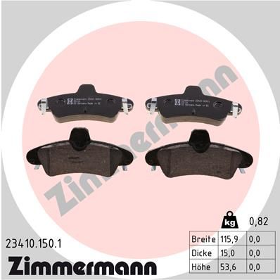 Комплект гальмівних накладок, дискове гальмо ZIMMERMANN 23410.150.1