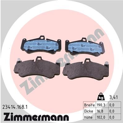 Комплект гальмівних накладок, дискове гальмо ZIMMERMANN 23414.168.1