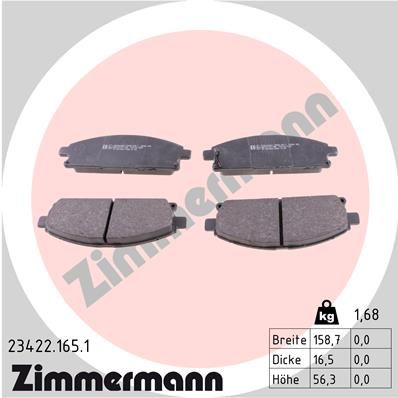 Stabdžių trinkelių rinkinys, diskinis stabdys ZIMMERMANN 23422.165.1