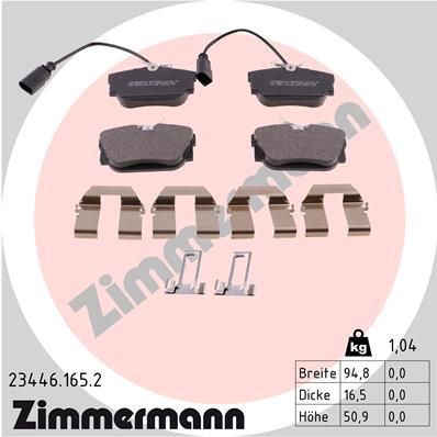 Stabdžių trinkelių rinkinys, diskinis stabdys ZIMMERMANN 23446.165.2