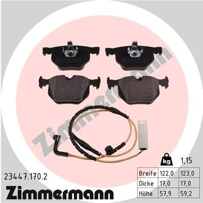 Комплект гальмівних накладок, дискове гальмо ZIMMERMANN 23447.170.2