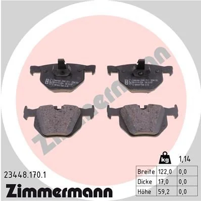 Stabdžių trinkelių rinkinys, diskinis stabdys ZIMMERMANN 23448.170.1