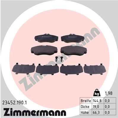 Stabdžių trinkelių rinkinys, diskinis stabdys ZIMMERMANN 23452.190.1