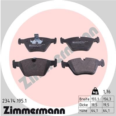 Stabdžių trinkelių rinkinys, diskinis stabdys ZIMMERMANN 23474.195.1