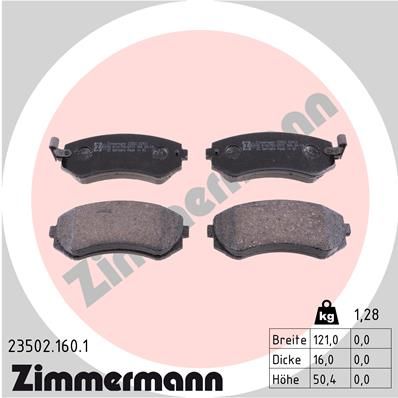 Комплект гальмівних накладок, дискове гальмо ZIMMERMANN 23502.160.1