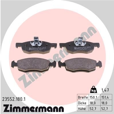 Stabdžių trinkelių rinkinys, diskinis stabdys ZIMMERMANN 23552.180.1