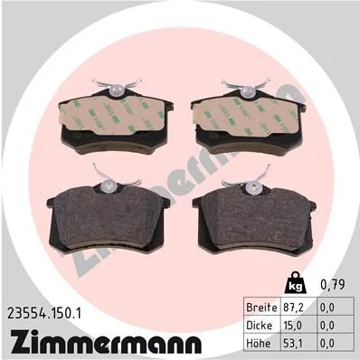 Stabdžių trinkelių rinkinys, diskinis stabdys ZIMMERMANN 23554.150.1
