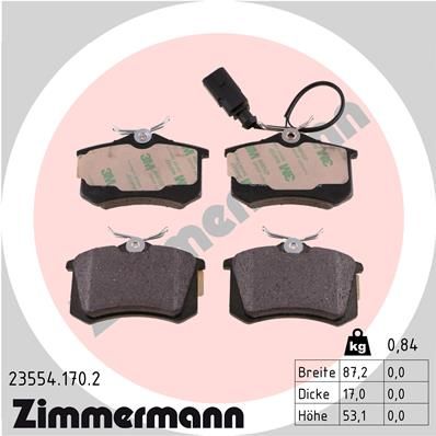 Brake Pad Set, disc brake ZIMMERMANN 23554.170.2