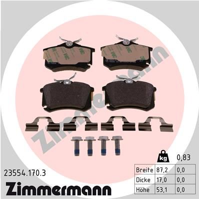 Stabdžių trinkelių rinkinys, diskinis stabdys ZIMMERMANN 23554.170.3