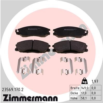 Stabdžių trinkelių rinkinys, diskinis stabdys ZIMMERMANN 23569.170.2