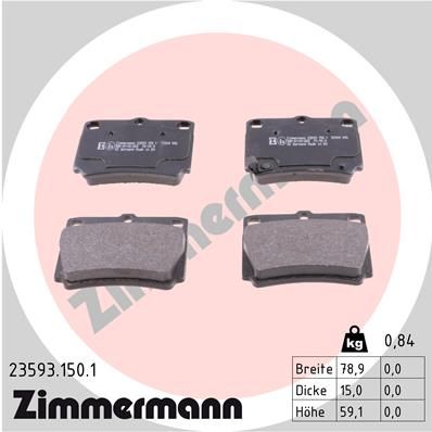 Комплект гальмівних накладок, дискове гальмо ZIMMERMANN 23593.150.1