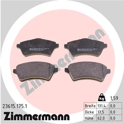 Brake Pad Set, disc brake ZIMMERMANN 23615.175.1