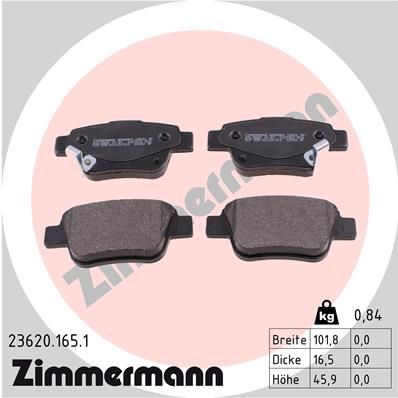 Stabdžių trinkelių rinkinys, diskinis stabdys ZIMMERMANN 23620.165.1