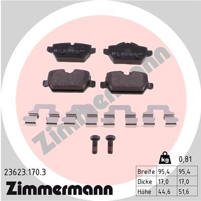 Stabdžių trinkelių rinkinys, diskinis stabdys ZIMMERMANN 23623.170.3