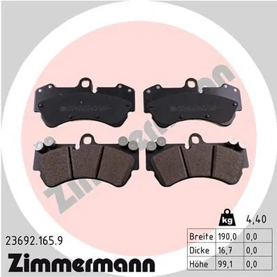 Stabdžių trinkelių rinkinys, diskinis stabdys ZIMMERMANN 23692.165.9