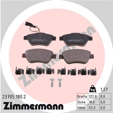 Комплект гальмівних накладок, дискове гальмо ZIMMERMANN 23705.180.2