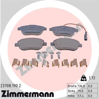 Brake Pad Set, disc brake ZIMMERMANN 23708.190.2