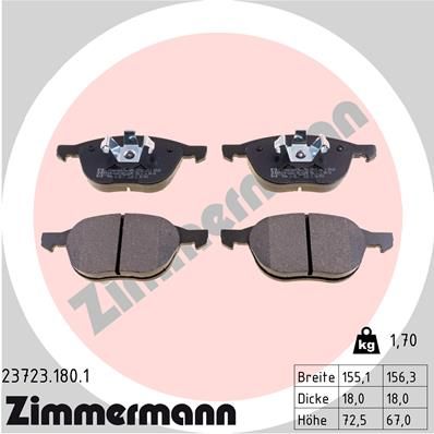 Brake Pad Set, disc brake ZIMMERMANN 23723.180.1