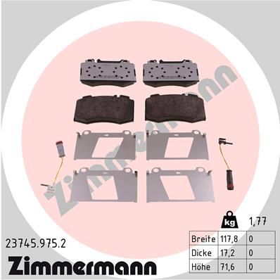 Stabdžių trinkelių rinkinys, diskinis stabdys ZIMMERMANN 23745.975.2