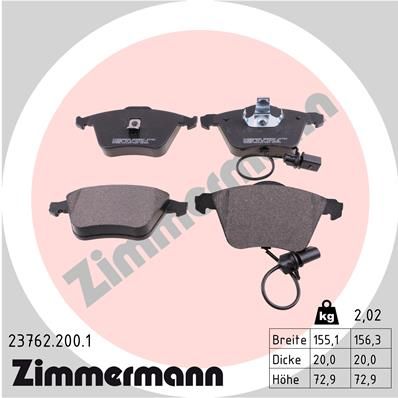 Brake Pad Set, disc brake ZIMMERMANN 23762.200.1