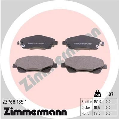 Stabdžių trinkelių rinkinys, diskinis stabdys ZIMMERMANN 23768.185.1