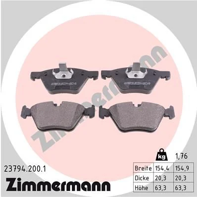 Stabdžių trinkelių rinkinys, diskinis stabdys ZIMMERMANN 23794.200.1