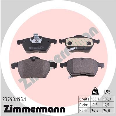 Brake Pad Set, disc brake ZIMMERMANN 23798.195.1