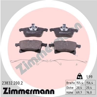 Stabdžių trinkelių rinkinys, diskinis stabdys ZIMMERMANN 23832.200.2