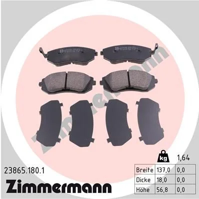 Stabdžių trinkelių rinkinys, diskinis stabdys ZIMMERMANN 23865.180.1
