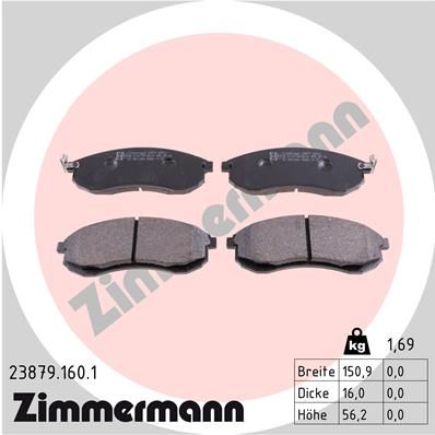 Комплект гальмівних накладок, дискове гальмо ZIMMERMANN 23879.160.1