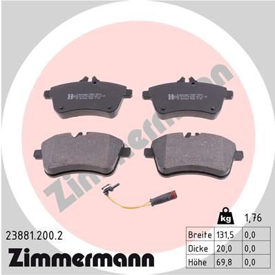 Brake Pad Set, disc brake ZIMMERMANN 23881.200.2