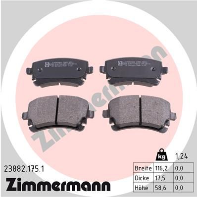 Комплект гальмівних накладок, дискове гальмо ZIMMERMANN 23882.175.1