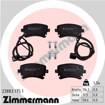 Brake Pad Set, disc brake ZIMMERMANN 23883.175.1