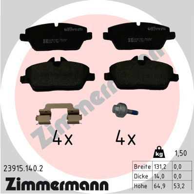 Stabdžių trinkelių rinkinys, diskinis stabdys ZIMMERMANN 23915.140.2