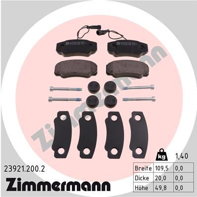 Stabdžių trinkelių rinkinys, diskinis stabdys ZIMMERMANN 23921.200.2