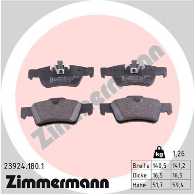 Комплект гальмівних накладок, дискове гальмо ZIMMERMANN 23924.180.1