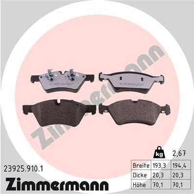 Stabdžių trinkelių rinkinys, diskinis stabdys ZIMMERMANN 23925.910.1