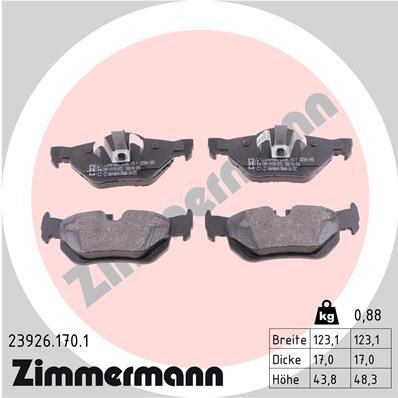 Stabdžių trinkelių rinkinys, diskinis stabdys ZIMMERMANN 23926.170.1