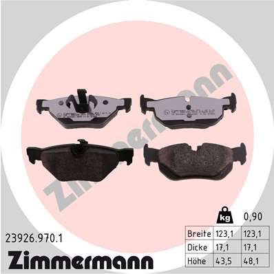 Комплект гальмівних накладок, дискове гальмо ZIMMERMANN 23926.970.1