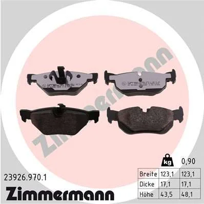 Stabdžių trinkelių rinkinys, diskinis stabdys ZIMMERMANN 23926.970.1