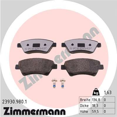 Brake Pad Set, disc brake ZIMMERMANN 23930.980.1