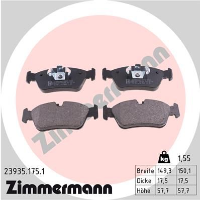 Комплект гальмівних накладок, дискове гальмо ZIMMERMANN 23935.175.1