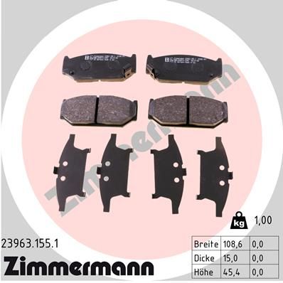 Stabdžių trinkelių rinkinys, diskinis stabdys ZIMMERMANN 23963.155.1