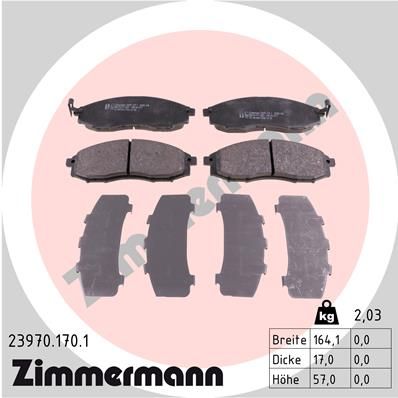 Комплект гальмівних накладок, дискове гальмо ZIMMERMANN 23970.170.1