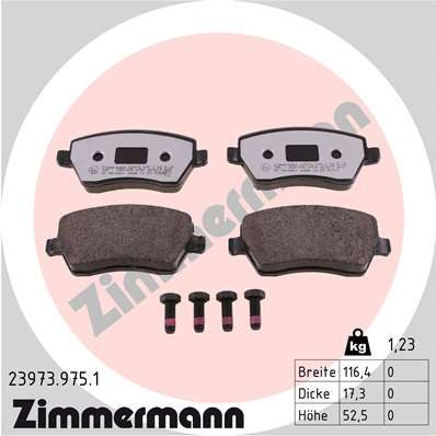 Stabdžių trinkelių rinkinys, diskinis stabdys ZIMMERMANN 23973.975.1