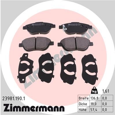 Brake Pad Set, disc brake ZIMMERMANN 23981.190.1